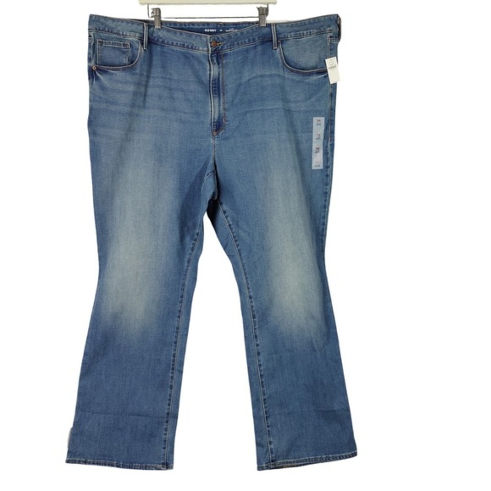 Old Navy Women Western Kicker Boot-Cut Boho Jeans Plus 30 Blue Mid-Rise Stretch